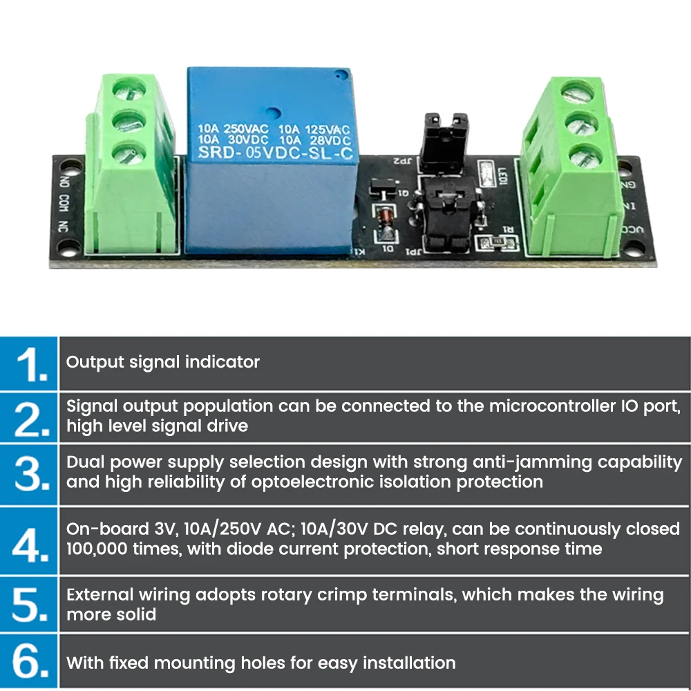 DC 3V/3.3V 1 Channel High Level Driver Relay Module Isolated Drive Control Module Board for Arduino SRD-DC03V-SL-C