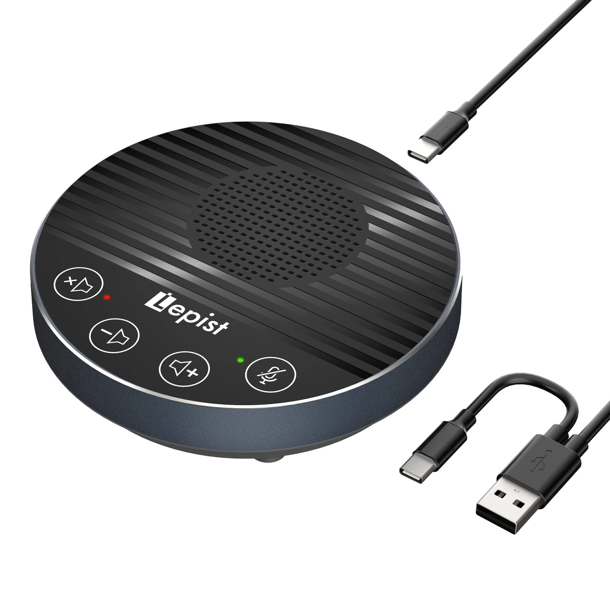 Speaker Konferensi USB, Speakerphone, Speaker Mike Mobil, Mikrofon dengan Noise Cancelling, Kontrol Sentuh, Omnivora 360 °