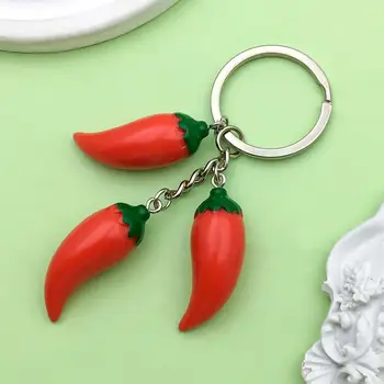 1ks módní klíčenka s motivem pryskyřice a červené papriky, imitace jídla, na klíče od auta, batohy, peněženky 10 nejlepší prodej Klíčenka s kořením - №10