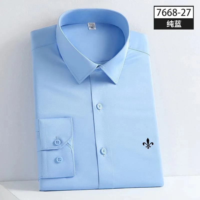 Topkwaliteit Nova Marca De Moda Cor Sólida Luxo Designer Camisas 2023 Masculino Fino Ajuste Camisa Manga Longa Clássico Casual