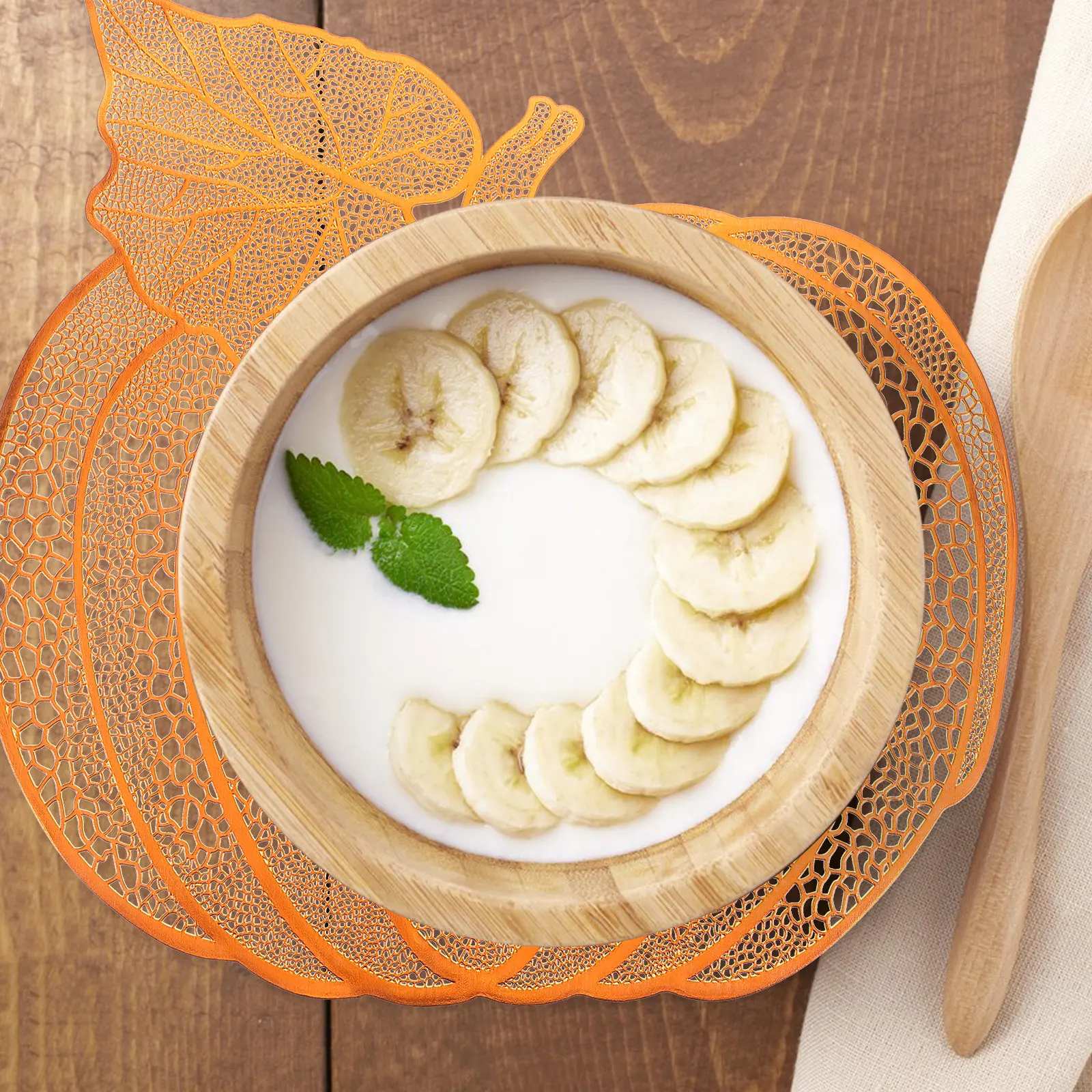 Faux Pumpkin Waterproof Oilproof Nordic Hollow Design Placemat Dining Table Thanksgiving Pumpkin Decor Faux Pumpkins Table Decor