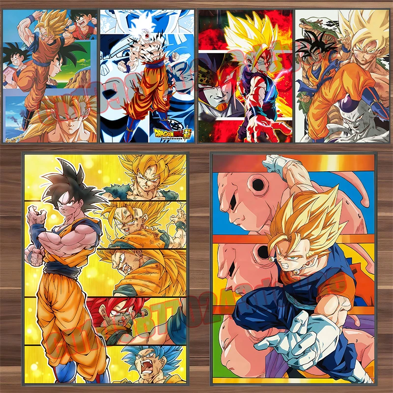 Japanese Anime Dragon Ball Z Canvas Painting Poster Vegeta Goku Super Saiyan Wall Decoration Picture Christmas Children's Gift image 2