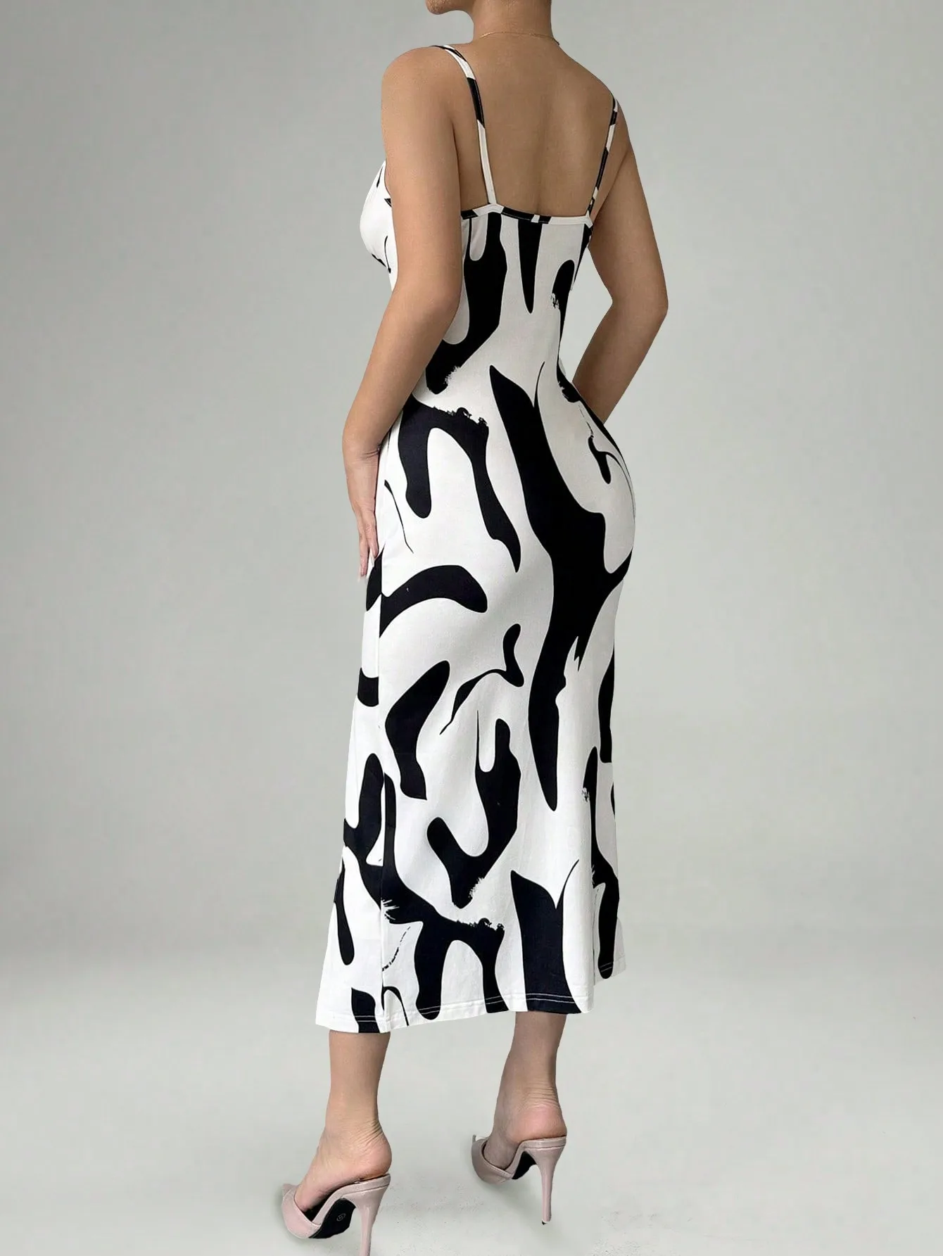 Pop European And American Style Vacation Sexy Camisole Skirt Slit One Step Skirt Women's Dress
