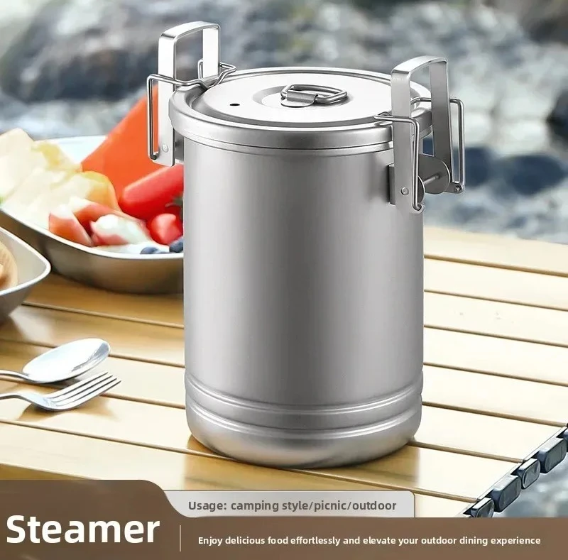 304-ステンレス蒸し鍋ポータブルアウトドア食器多機能ハイキングキャンプ用品