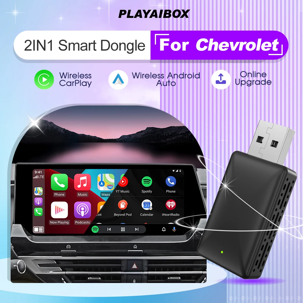 

Wireless Carplay Android Auto Adapter 2in1 Smart Dongle Play&Plug For Chevrolet Volt Cavalier Camaro Cruze Sail LOVA