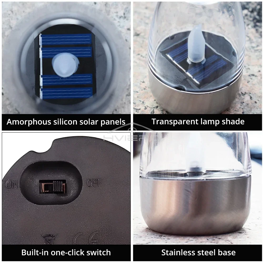 1/4PCS Rechargeable Night Lights LED Solar Candles Light Flameless for Wedding Party Garden Decoration Outdoor Waterproof Lamp