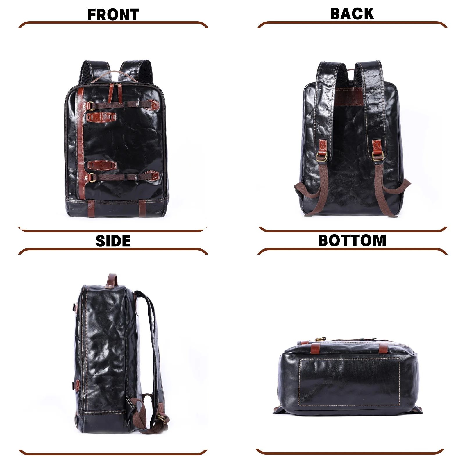 S.WORKER Lässiger Rucksack aus echtem Rindsleder für Herren, 16-Zoll-Laptop-Rucksack, Tagesrucksack mit großer Kapazität, Reisetasche, Schultasche – Detail 7