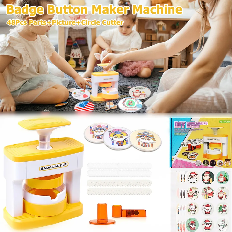 Yallmie Machine de fabrication de badges pour enfants - Machine de fabrication de badges ronds pour enfants - Machine à presser les badges avec 48 Yallmie Machine de fabrication de badges pour enfants - Machine de fabrication de badges ronds pour enfants - Machine à presser les badges avec 48