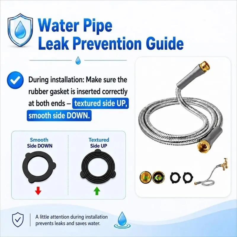 AB66-Flexible Stainless Steel Water Hose 3Ft Short Metal Extension Connector 5/8