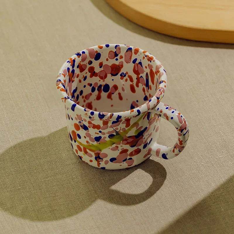 

splash ink enamel cup, mug, handmade enamel coffee cup, water cup, milk cup