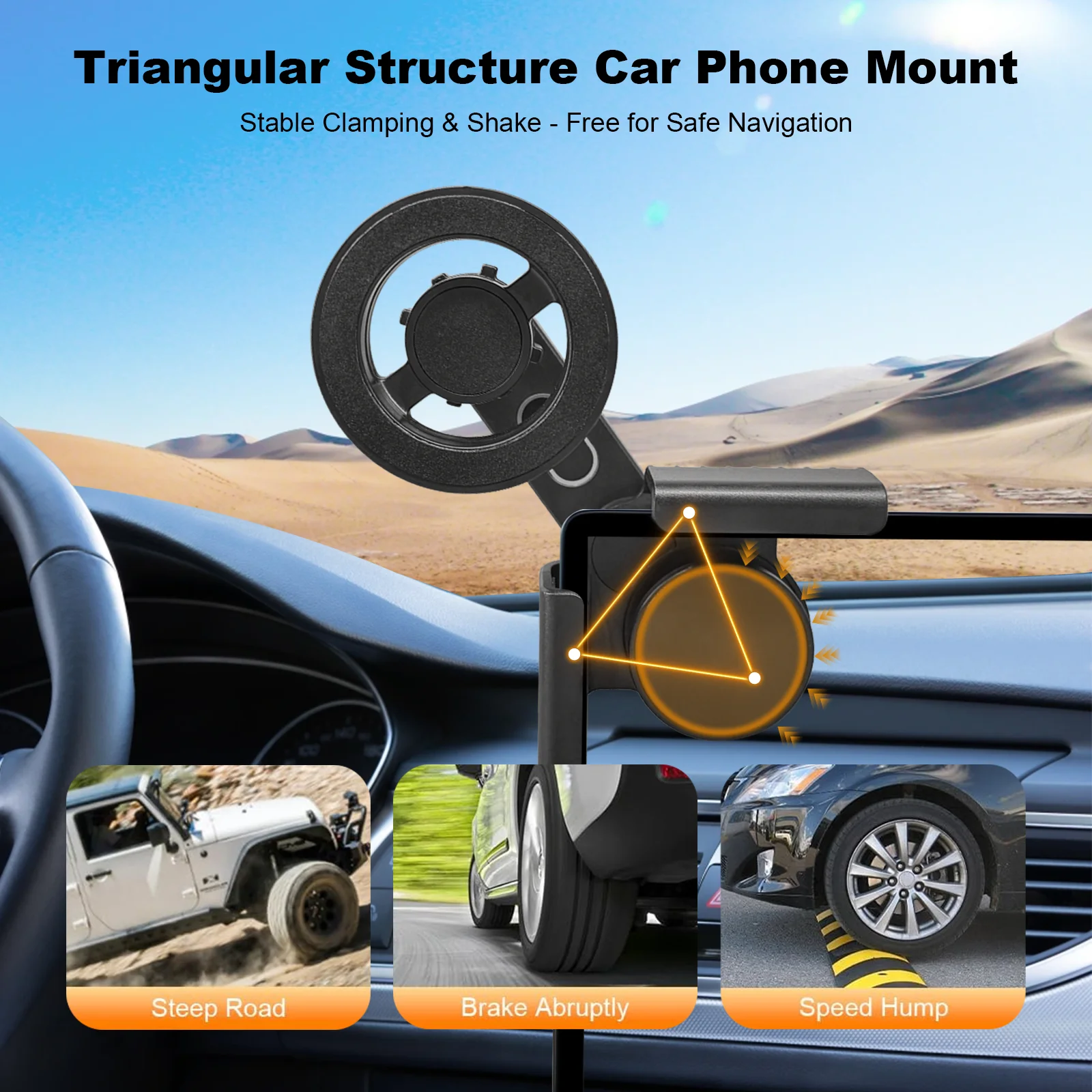 Universal Triangular Structure Car Phone Holder Mount for Tesla Model Y Juniper 2025 2026 Model Y/3 2017-2024 ABS Fits All Car