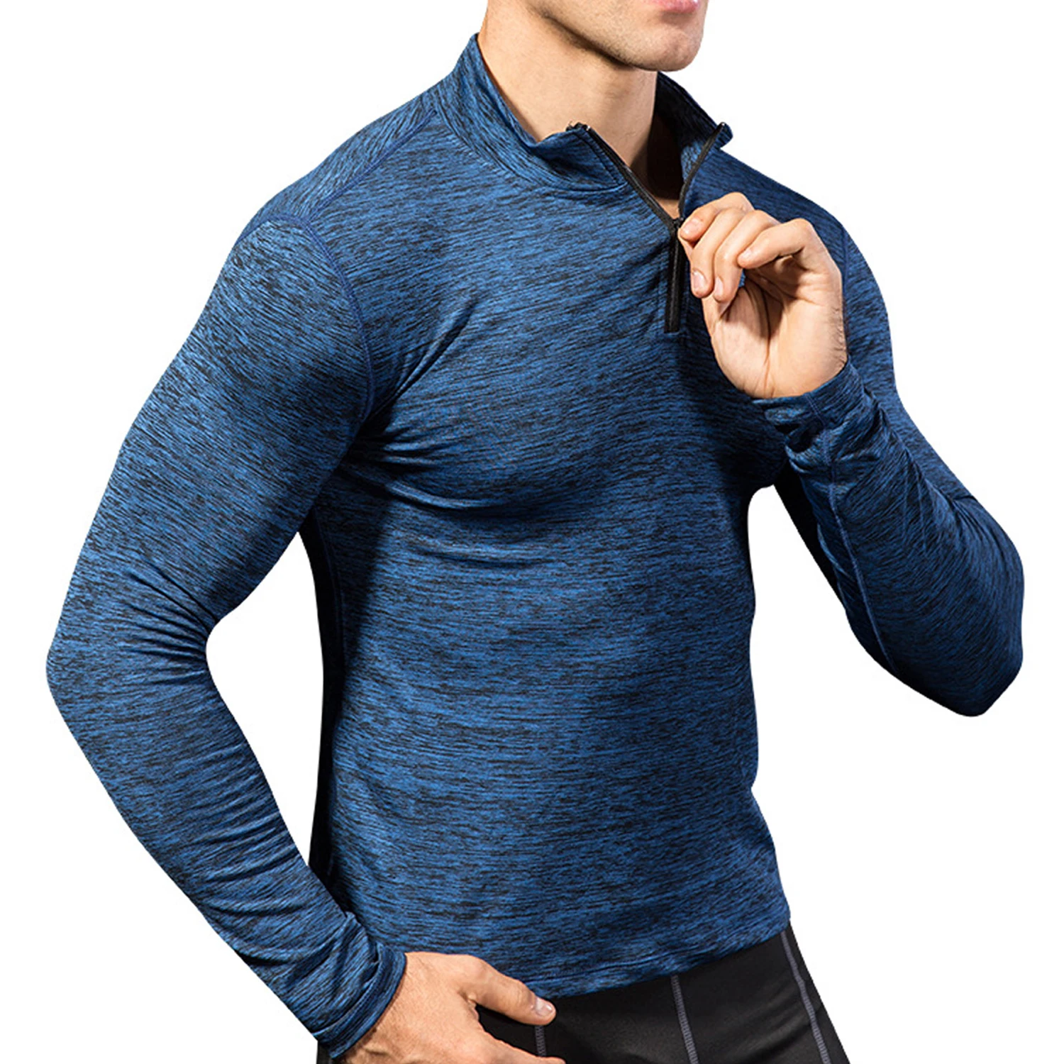 NEW Autumn Winter High Collar Shirt Men Compression T Shirts Thermal Underwear Quick Dry Running Tights Skinny Men's gym clothes