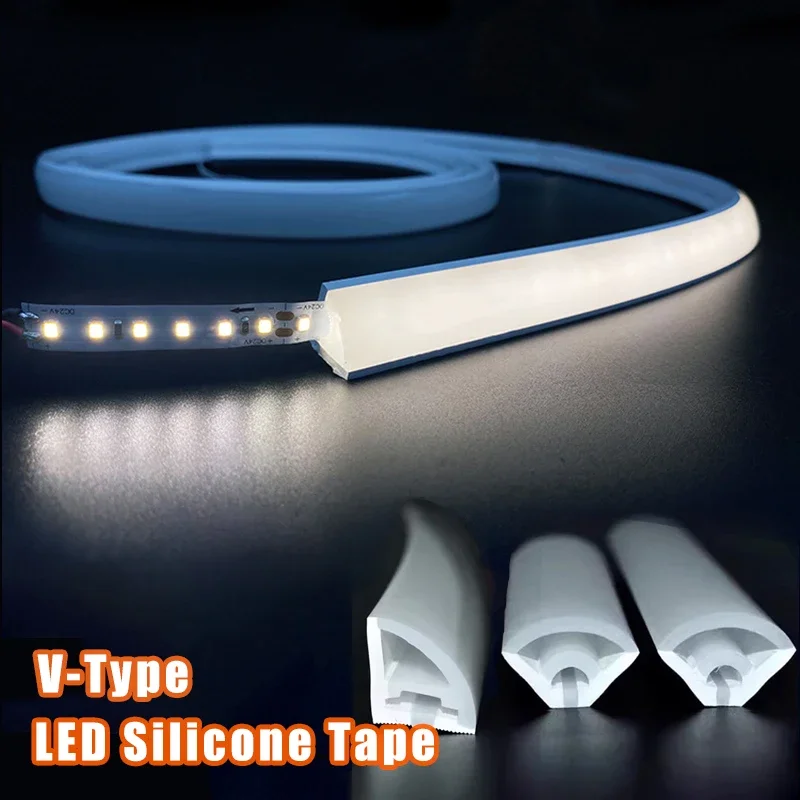 12 В светодиодный силиконовый веревочный светильник, водонепроницаемый V-образный гибкий силикагель, трубка, светодиодный канальный диффузор, настенное наружное садовое освещение