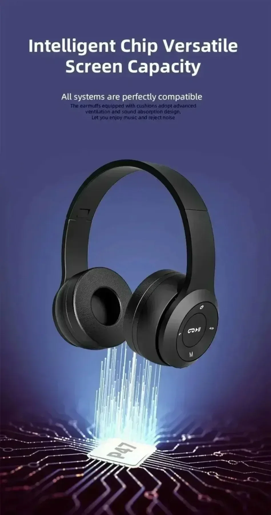 Faltbare Kabellose Bluetooth-Kopfhörer 5.0 Tragbares HiFi-Sound-Over-Ear-Headset für Sport, Reisen, Alltag, Gaming und Musikwiedergabe – Detail 4