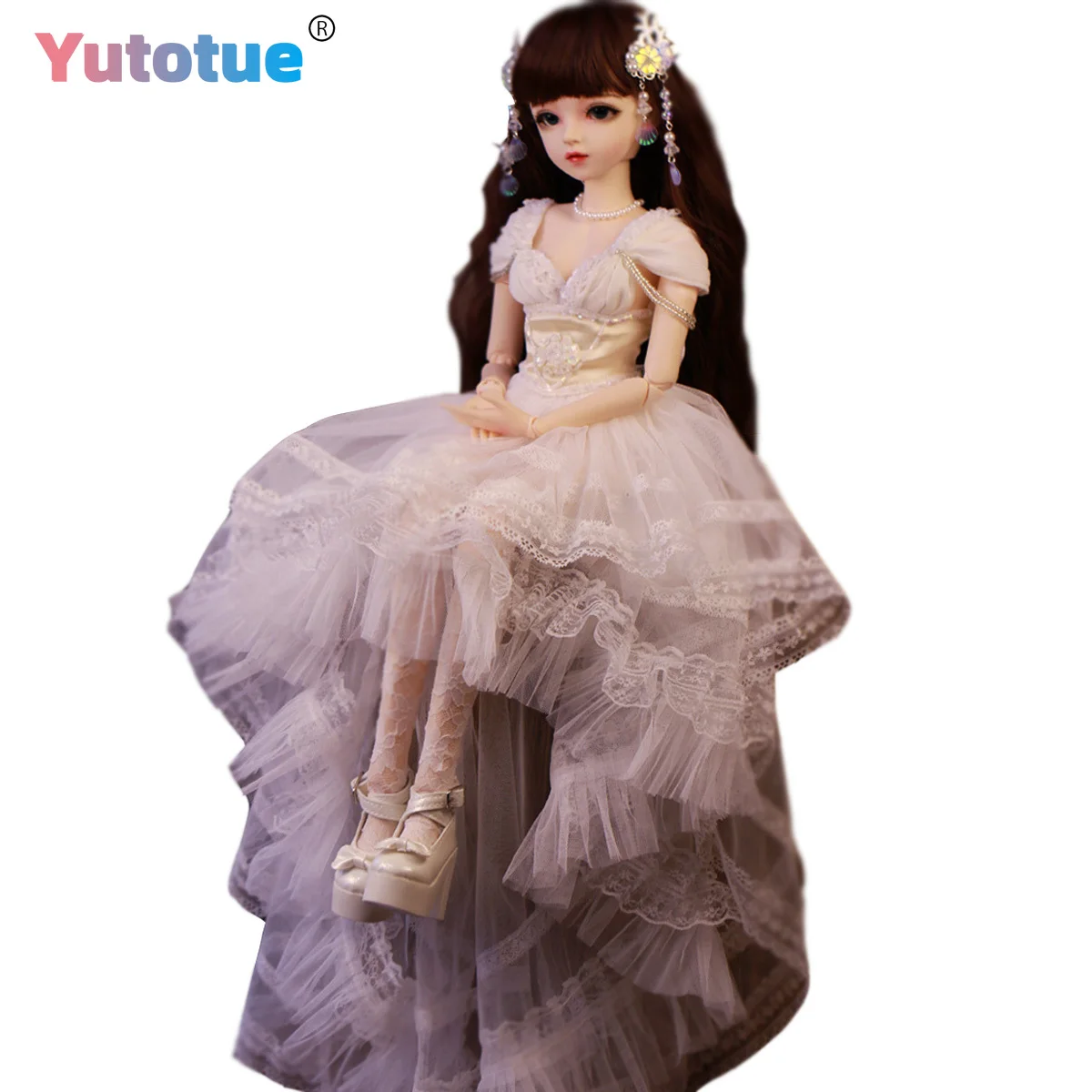 YUTOTUE 24 inch Height Girl Doll Cute Large BJD Toy Princess Dress Shoes Hair with Bangs Wig Full Set Girls Gift