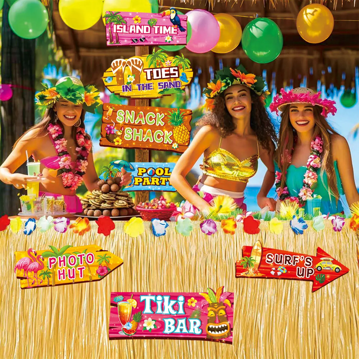 10 قطعة هاواي ألوها فلامنغو موضوع علامة ترحيب الصيف الاستوائية في الهواء الطلق التخييم التصوير الدعائم الديكور لوازم الحفلات ذاتية الصنع