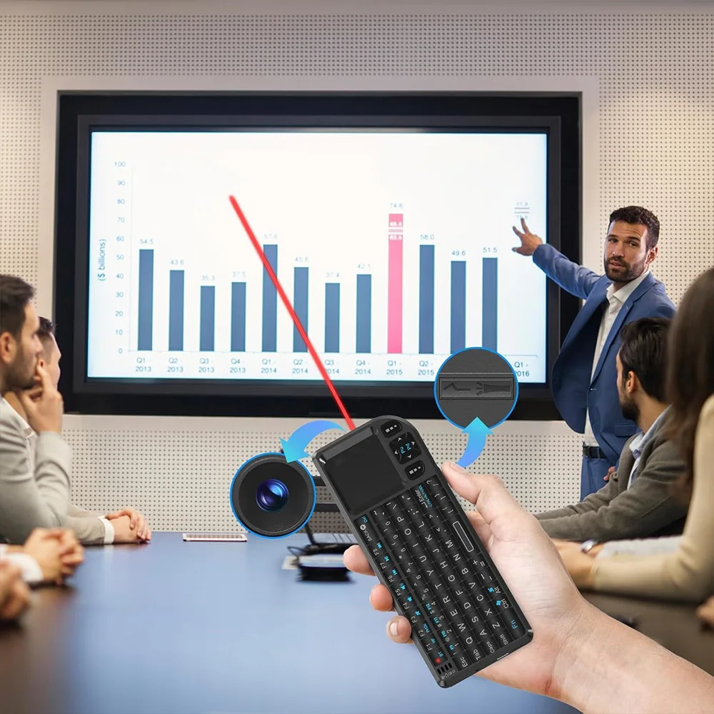 MRSVI A8 2.4GHz Mini Wireless Keyboard English Russian Keyboards with Laser Infrared TouchPad for Android TV Box/PC/Laptop