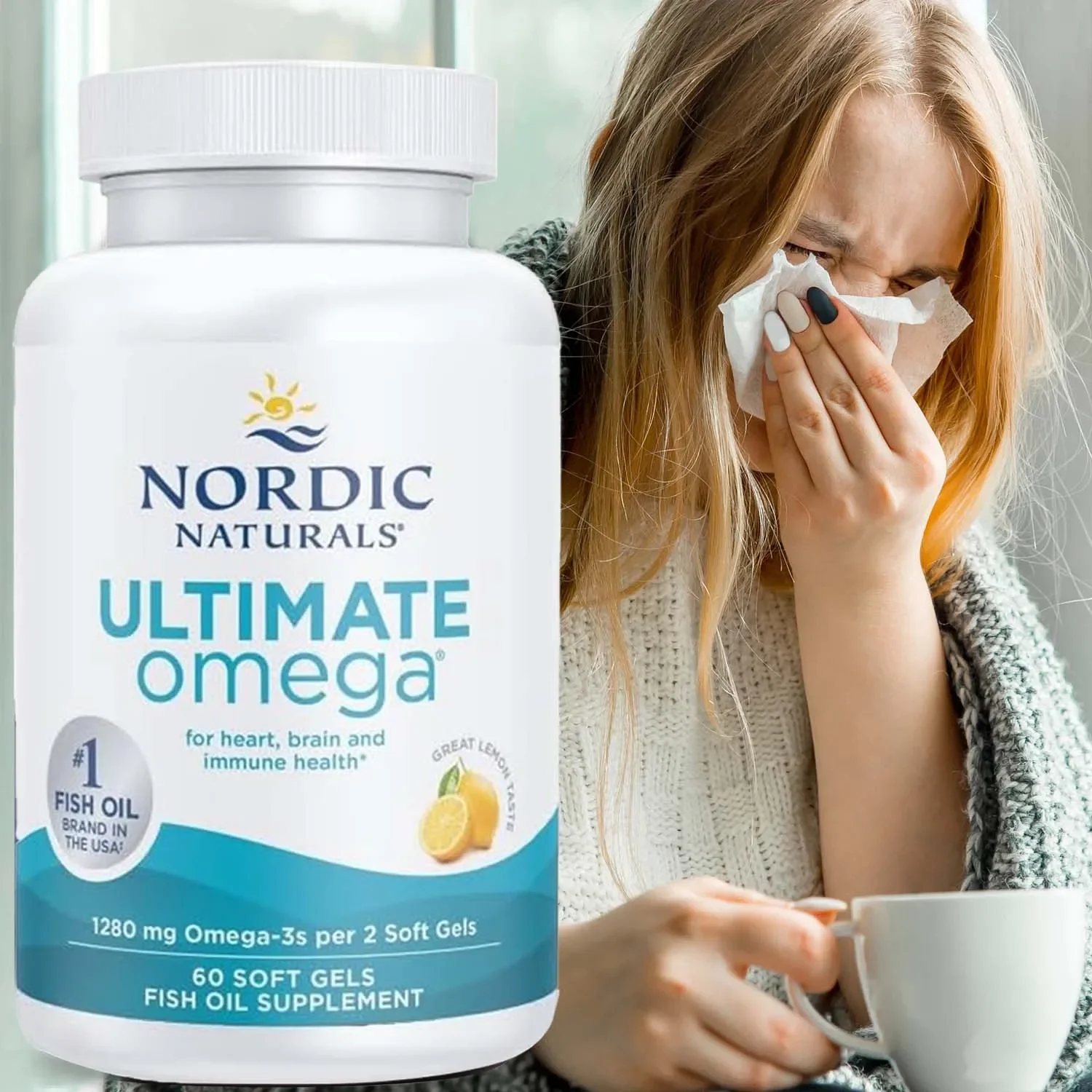 

Naturals Ultimate Omega Softgels, Lemon Flavor - 60 Soft Gels Omega-3 Fish Oil Supplement with EPA & DHA - Heart & Brain Health