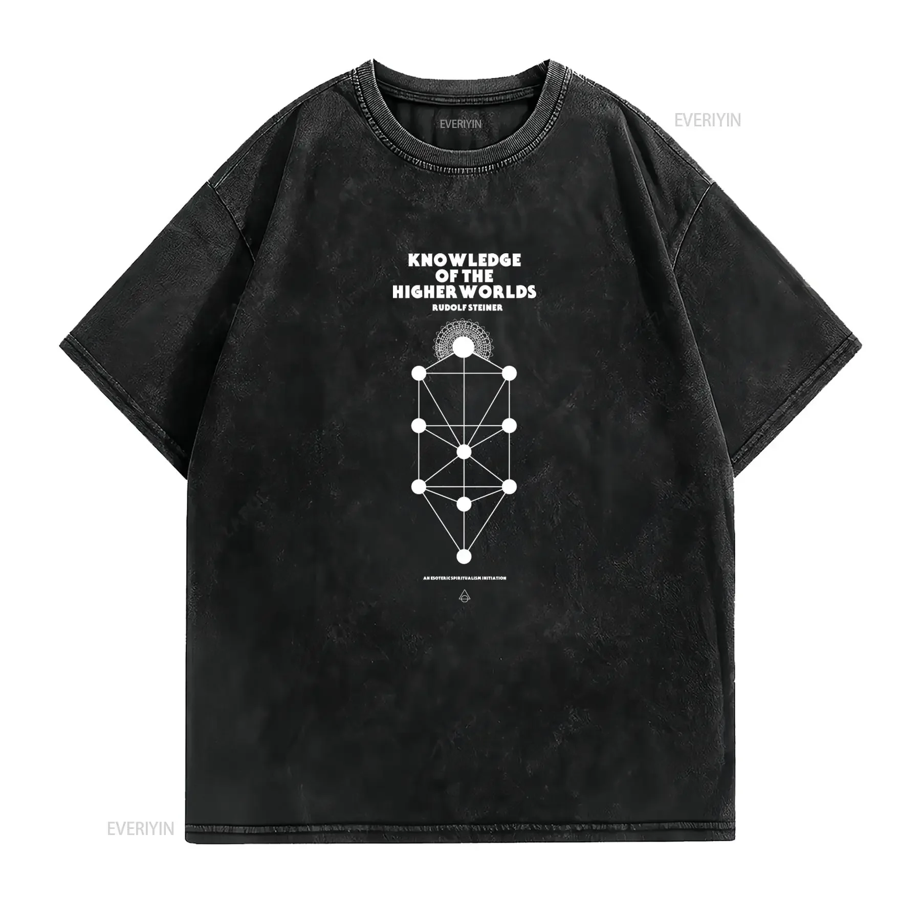 Gothic Occult Kabbalah Tree of Life Higher Knowledge Print Casual Streetwear T Shirt vintage Washed Stretched fashion