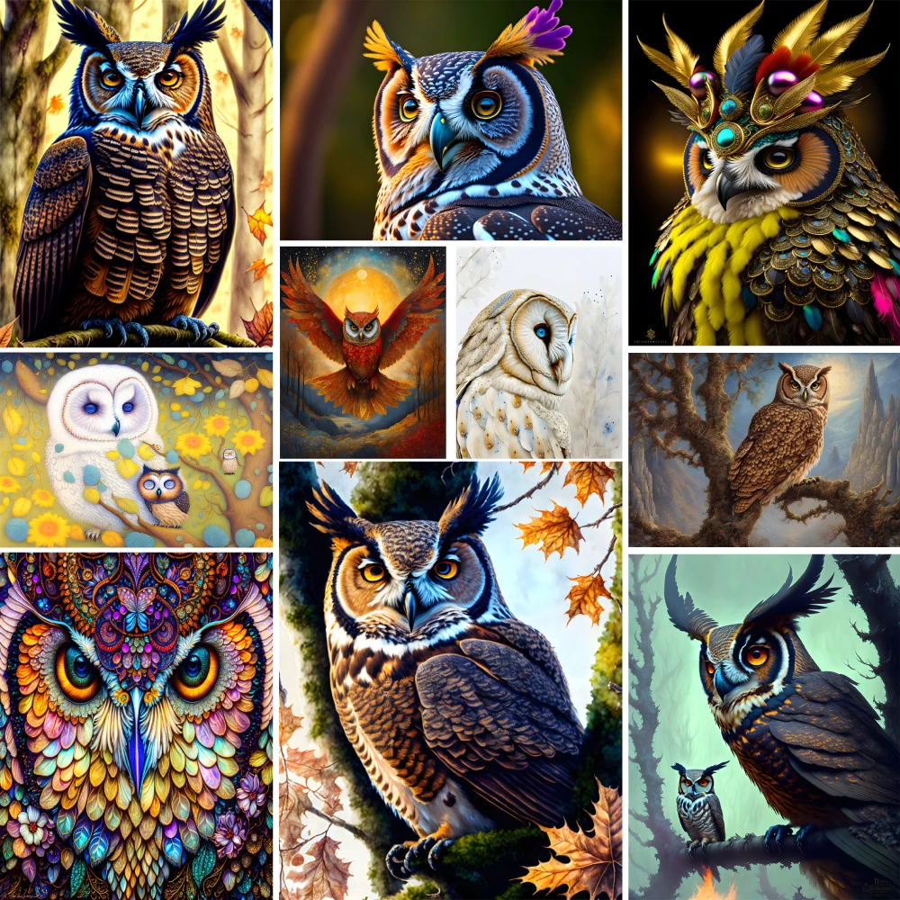 Animal Owl Painting By Numbers Set Oil Paints 40*50 Picture By Numbers Photo Decorative Paintings For Adults Handiwork Wholesale