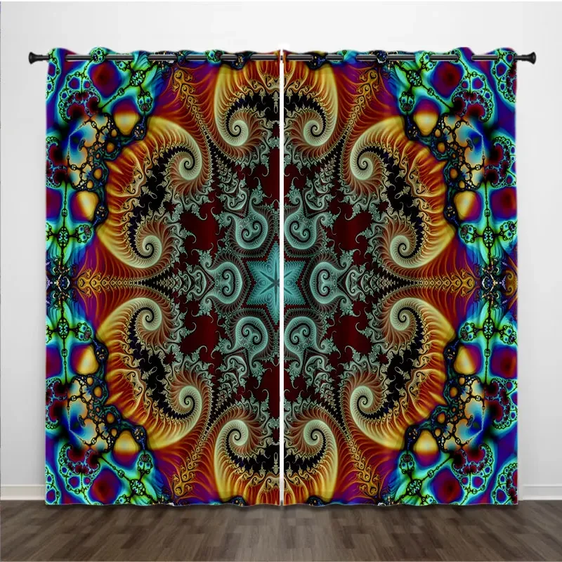 Abstract Mosaic Graphic Geometric Pattern 3D Digital Printing Bedroom Living Room Window Curtains 2 Panels  K04