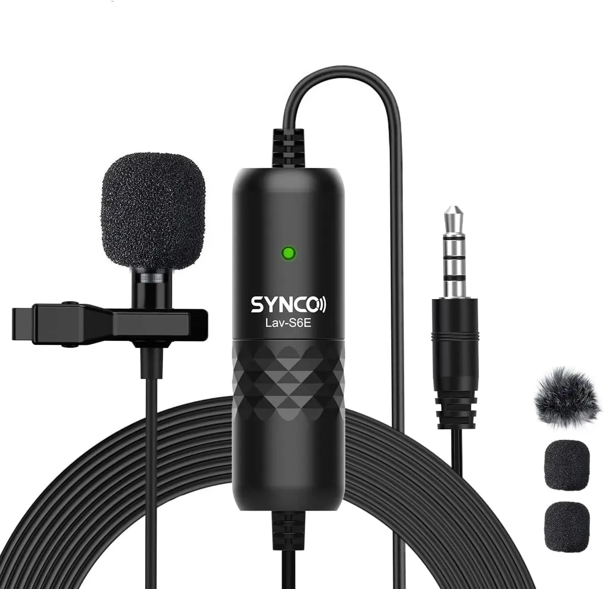 

SYNCO Lapel Microphone Lav S6E Omnidirectional Condenser Lapel Mic Recording Mic Compatible with iPhone iPad for YouTube Recorde