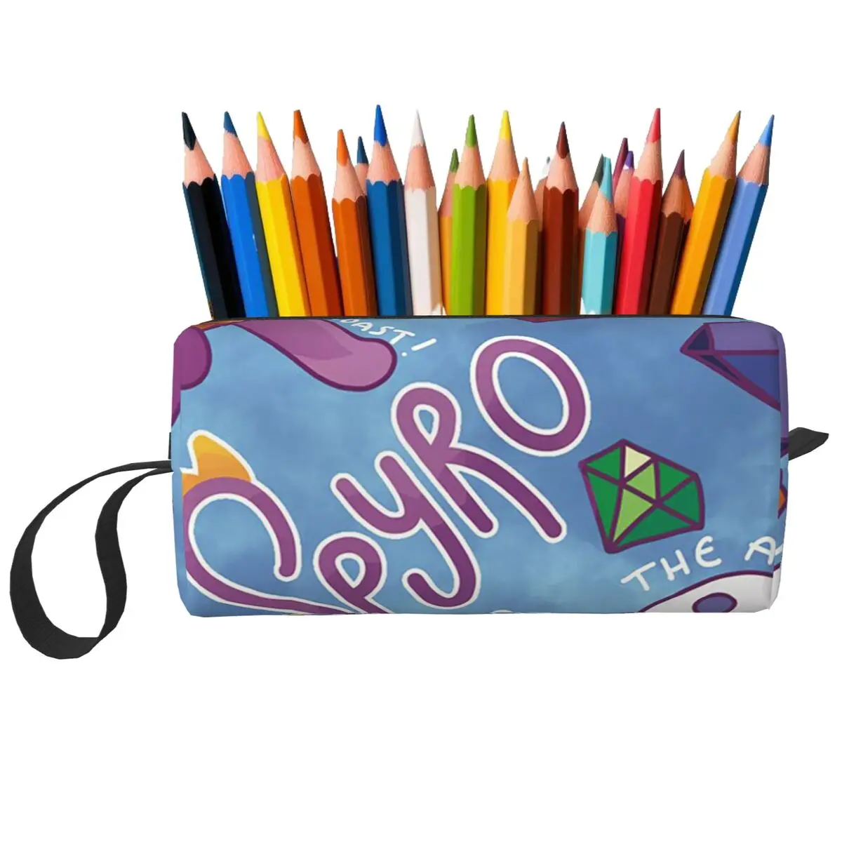 Spyro The Dragon Pattern Makeup Bag Cosmetic Organizer Storage Dopp KitToiletry Cosmetic Bag for Women Beauty Travel Pencil Case