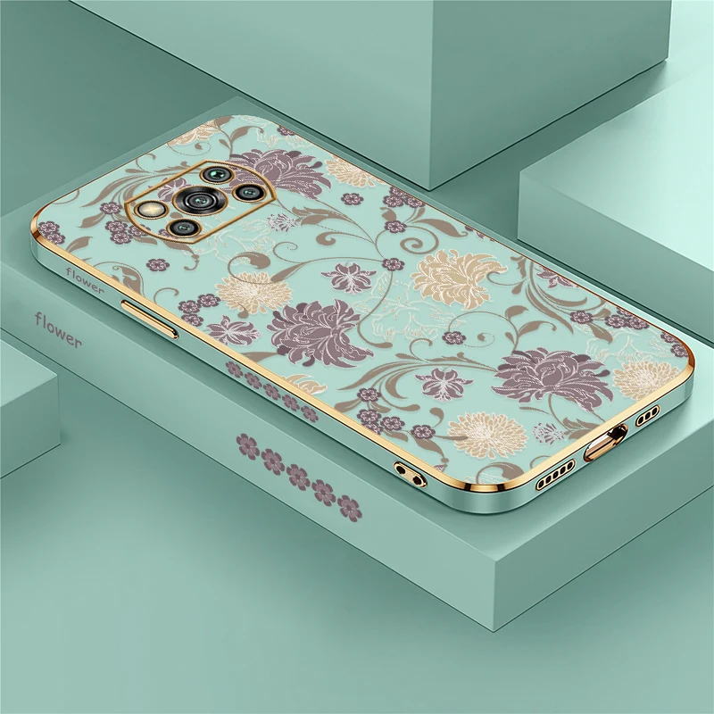 

Противоударный чехол для телефона с покрытием для Xiaomi Poco X3 GT X4 Pro X2 X5 X3 NFC, мягкий силиконовый чехол из ТПУ в стиле ретро с цветочным узором