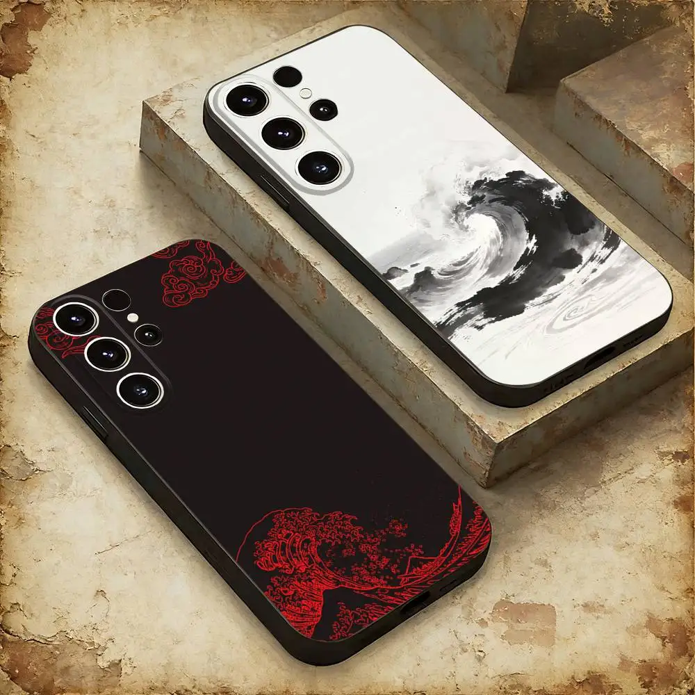 

Japanese Waves Phone Case For Samsung GalaxyA56,36,26,16,76,55,35,25,15,54,34,24,14 Soft Silicone Phone Protective Case