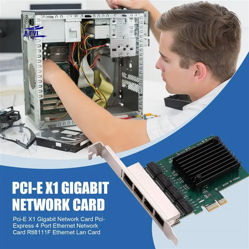 

AF91-Pci-E X1 Гигабитная сетевая карта Pci-Express 4-портовая сетевая карта Ethernet Rtl8111f Ethernet Lan Card