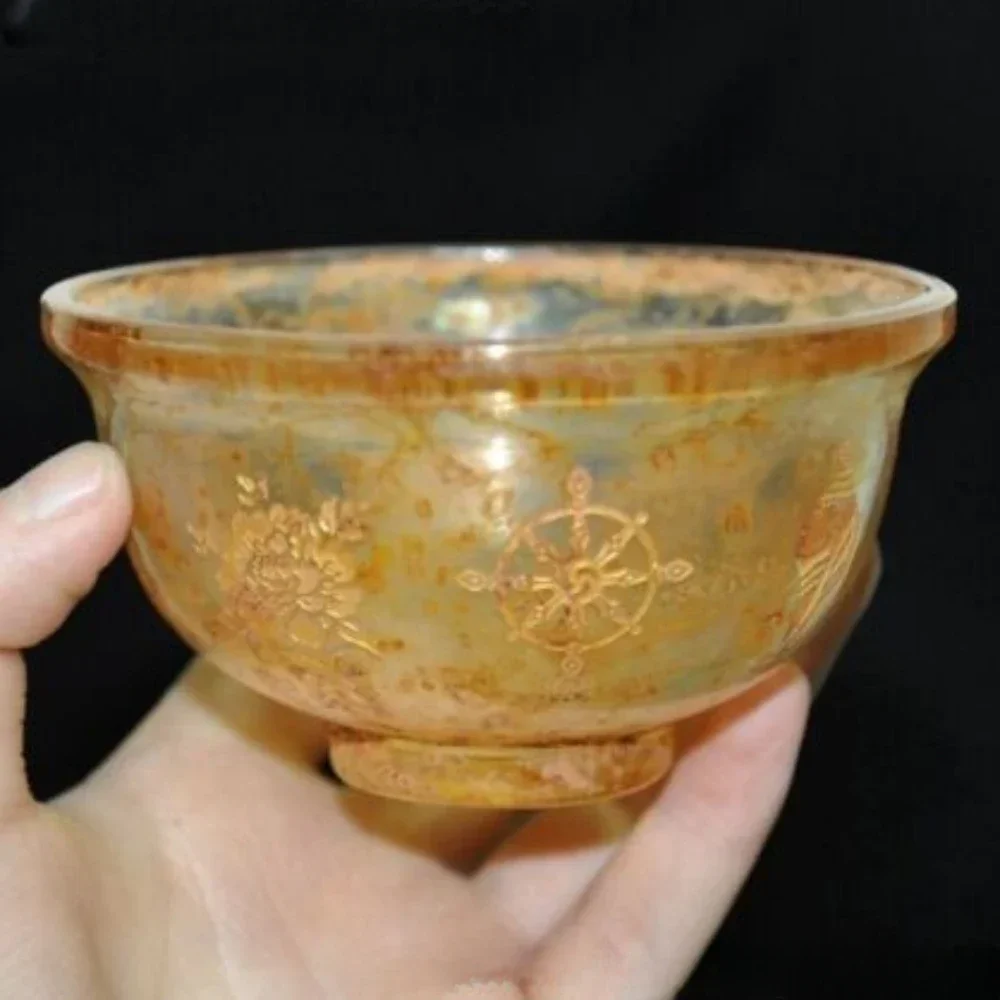 Tibetan Buddhism Temple Crystal Eight Treasures Dynasty Palace Tea Cup Bowl