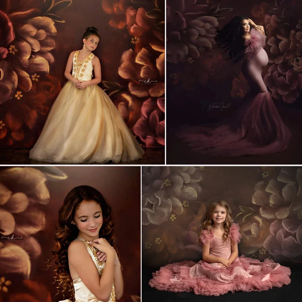 خلفيات تصوير زهور مرسومة يدويًا للفنية المثالية للنساء الحوامل والتقاط الصور لحديثي الولادة، دعائم صور للفتيات البالغات