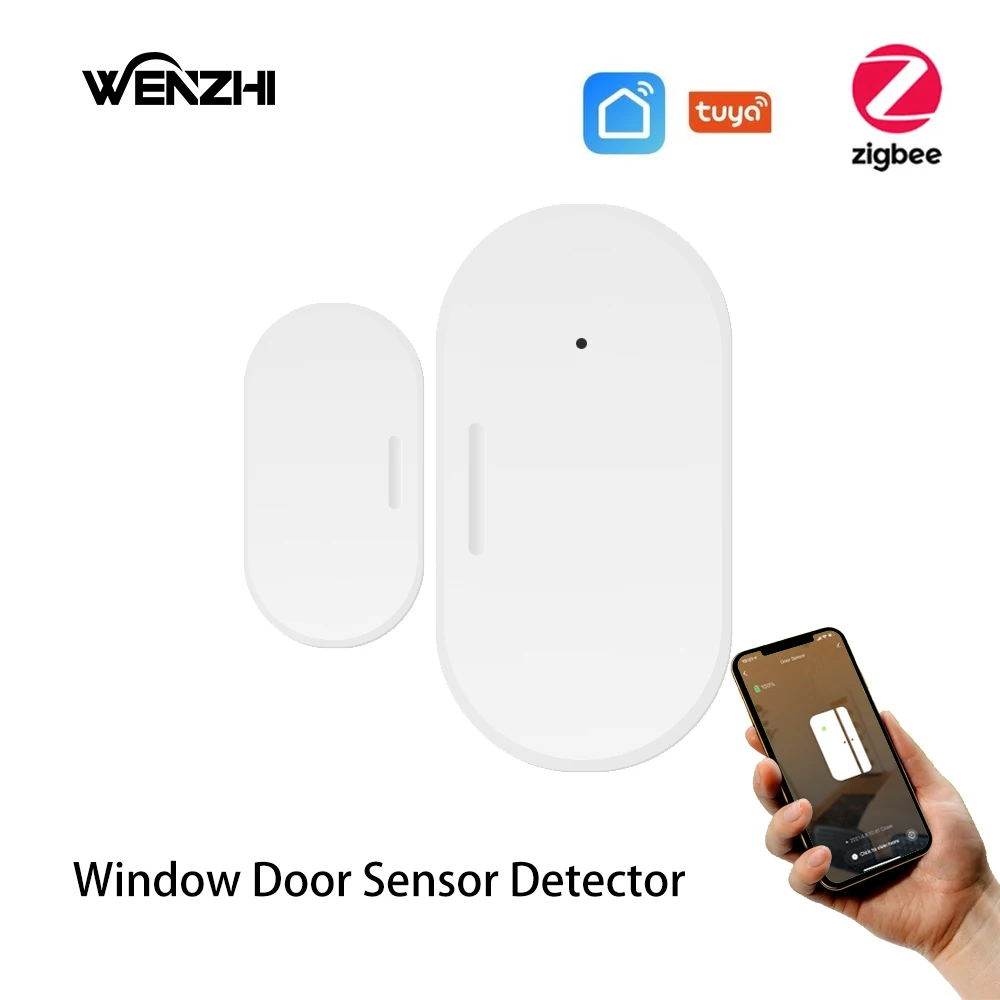 ZigBee – détecteur d\'ouverture et fermeture de porte et fenêtre, détecteur d\'ouverture et de fermeture, alarme magnétique, alerte, sans fil, Alexa,