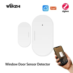 Sensor de puerta y ventana ZigBee, interruptor de puerta, detectores abiertos y cerrados, alarma magnética, alerta inalámbrica, Alexa, Google Home, Tuya, Smart Life