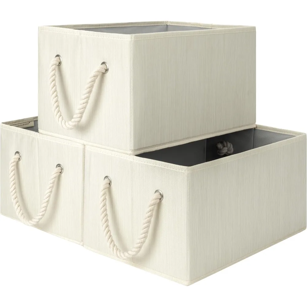

Storage Baskets for Shelves, Foldable Fabric Closet Storage Bins with Handles, Fabric Storage Bins Clothes Organize