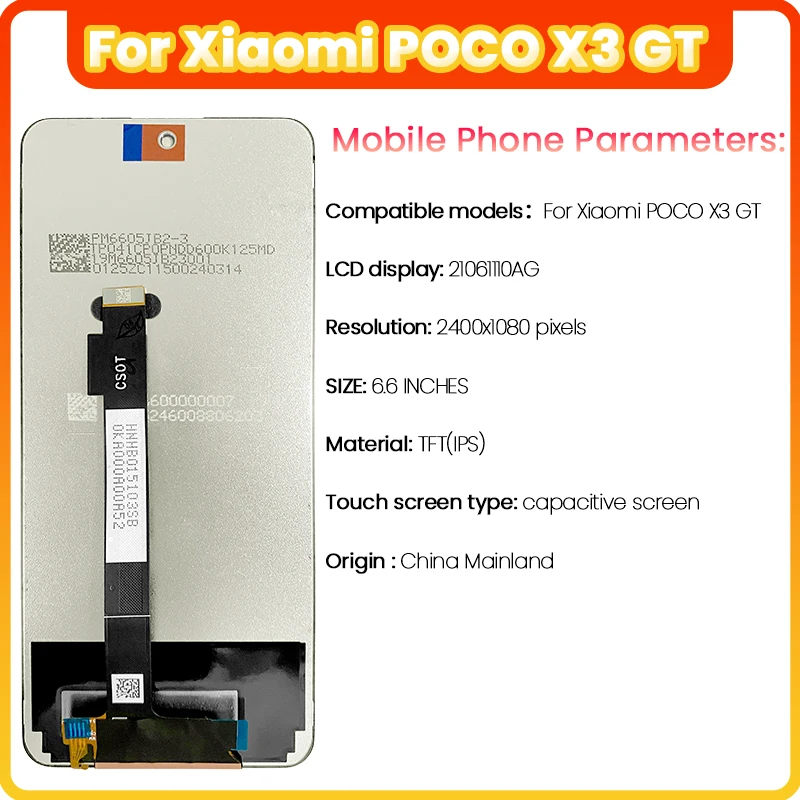 6.6 inch for LCD Xiaomi POCO X3 GT 21061110AG For Touch Screen Digitizer Xiaomi POCO X3 GT LCD with frame