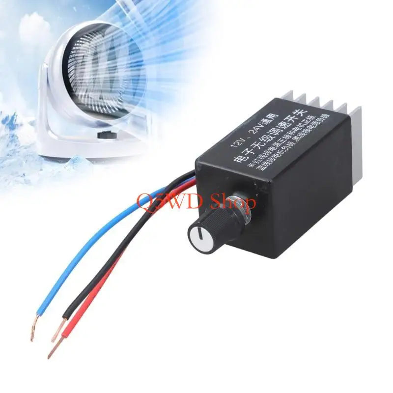 Q5WD 3 Wire Electronic Variable Speed Regulator Motor Speed Controller For DC12V 24V Motors Blower Fan