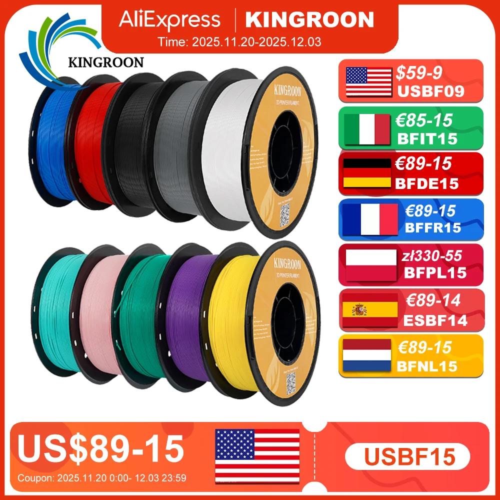 

KINGROON HS-PLA Filament 1.75mm High Speed PLA 3d Printer Filament For Bambu All FDM 3D Printer 3D Printing Materials 5/10KG