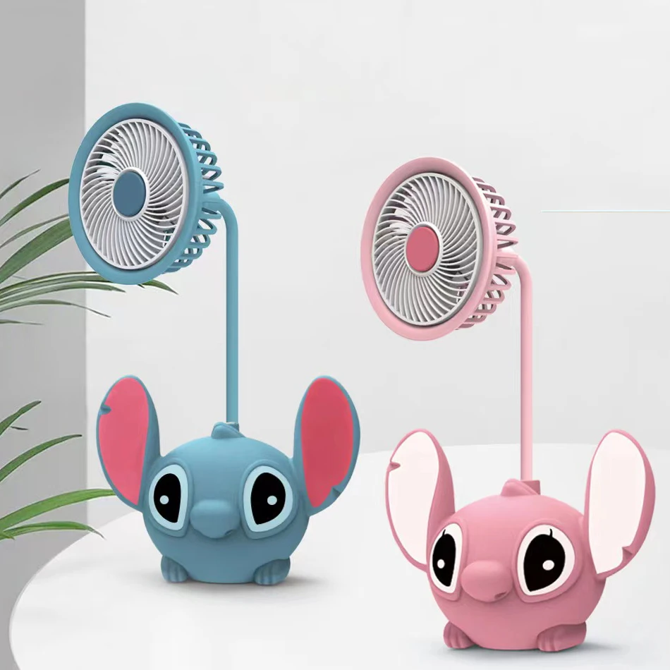 

Disney Stitch Desktop Fan Cartoon Mini Small Fan Usb Charging Student Dormitory Office 360° Adjustable Cooling Ventilador Fans