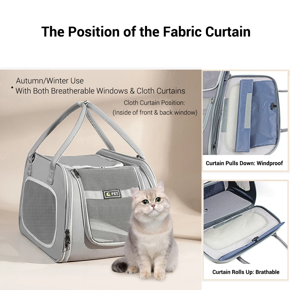 Airline Approved Cat Carrier Breathable Portable Travel Pet Carrier for Cats and Small Dogs Foldable Escape Proof Cat Handbag