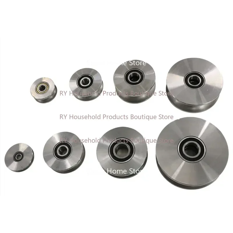 45# Steel Pulley U-shaped V-shaped Steel Wire Pulley Thickened Elbow Track Guide Wheel Round Steel Tube Micro Bearing