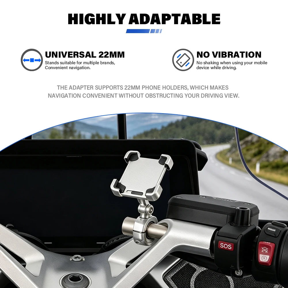 R 1250 RS/RT Handlebar phone holder adapter 22mm Support Mobile Phone Bracket Extension FOR BMW R1200 RS LC R 1200 RT/ RT LC