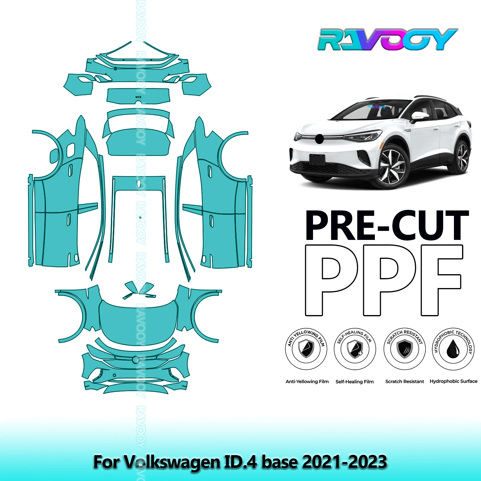 

Full Vehicle Clear Bra Precut PPF Paint Protection Film For Volkswagen ID.4 base 2021-2023