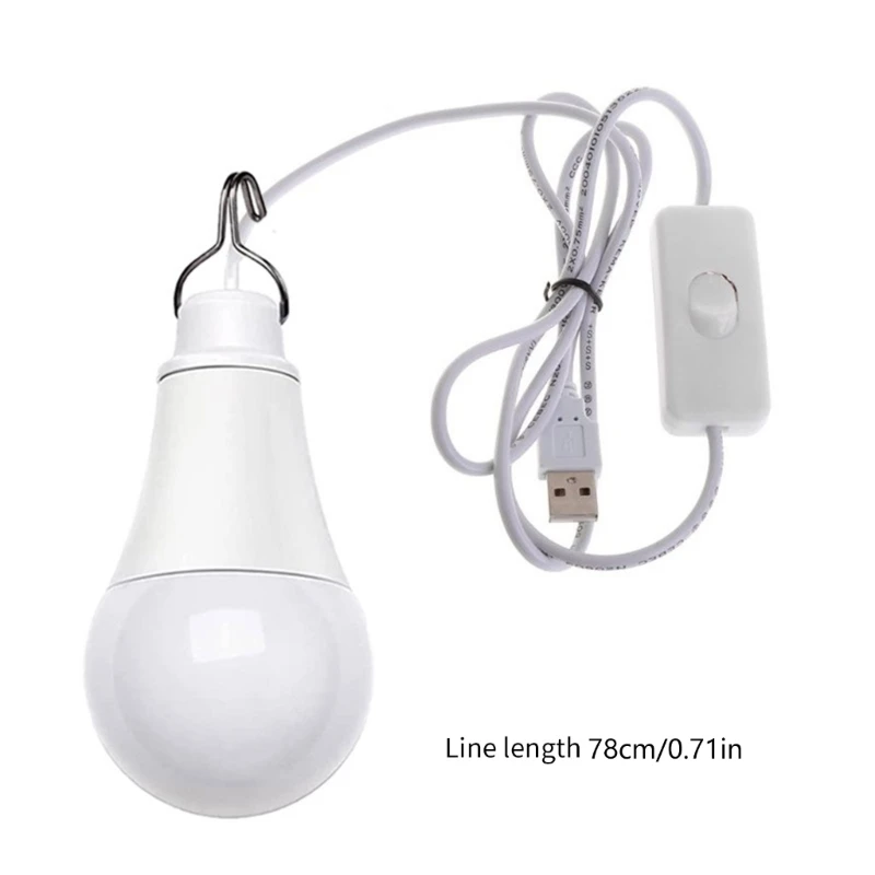 5W LED Bulb USB Camping Lamp 6500K 5V Portable Tent Lamp with Switches USB Cable Bulbs for Camping Emergency Dropship