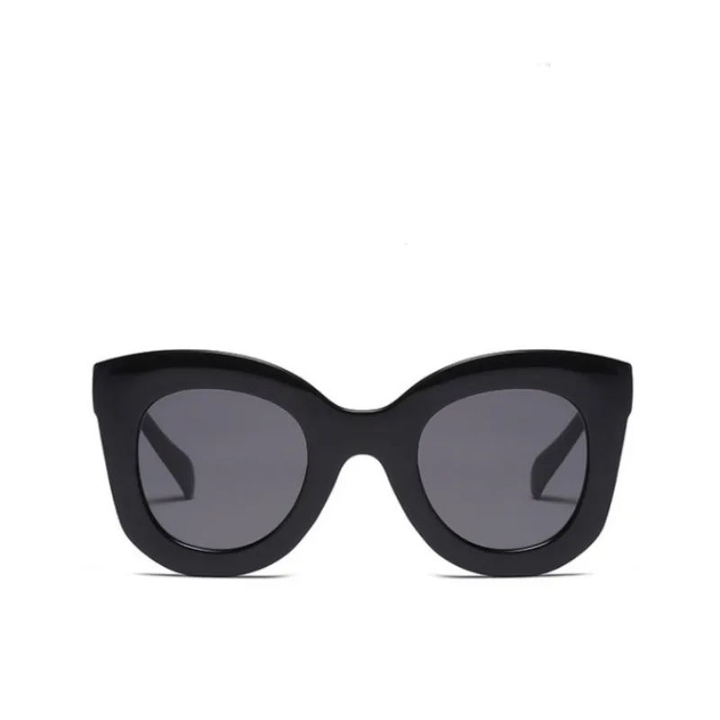 Retro Oversized Square Horn Sunglasses Semi Cat Eye Butterfly Glass Big Thick Bold Frame