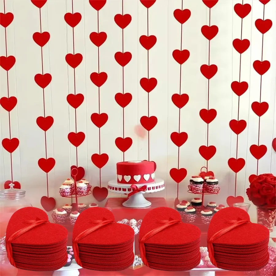 1-8er-Pack 3M Rote Herzen Girlande DIY Valentinstag Hängende Schnurgirlande Hochzeitstag Heiratsantrag Party Dekorationen – Detail 1