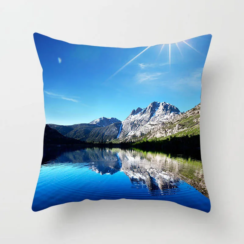 Night Starry Sky Natural Landscape Printing Pillow Cover Sofa Decoration Car Office Seat Cushion  Room Home