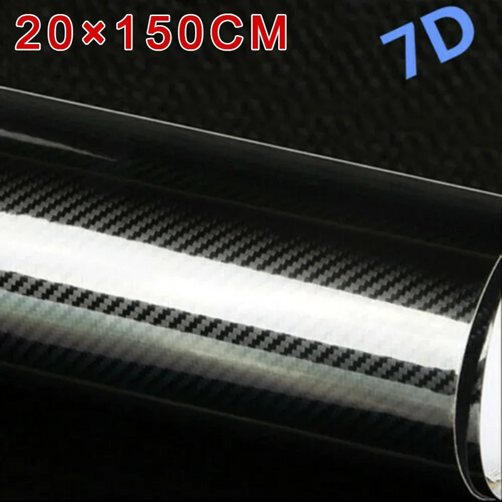 Car Sticker 7D Car Glossy Carbon Fiber Stickers Decal Vinyl Film Interior Wrap Accessories 20x150CM Black Exterior Accessories