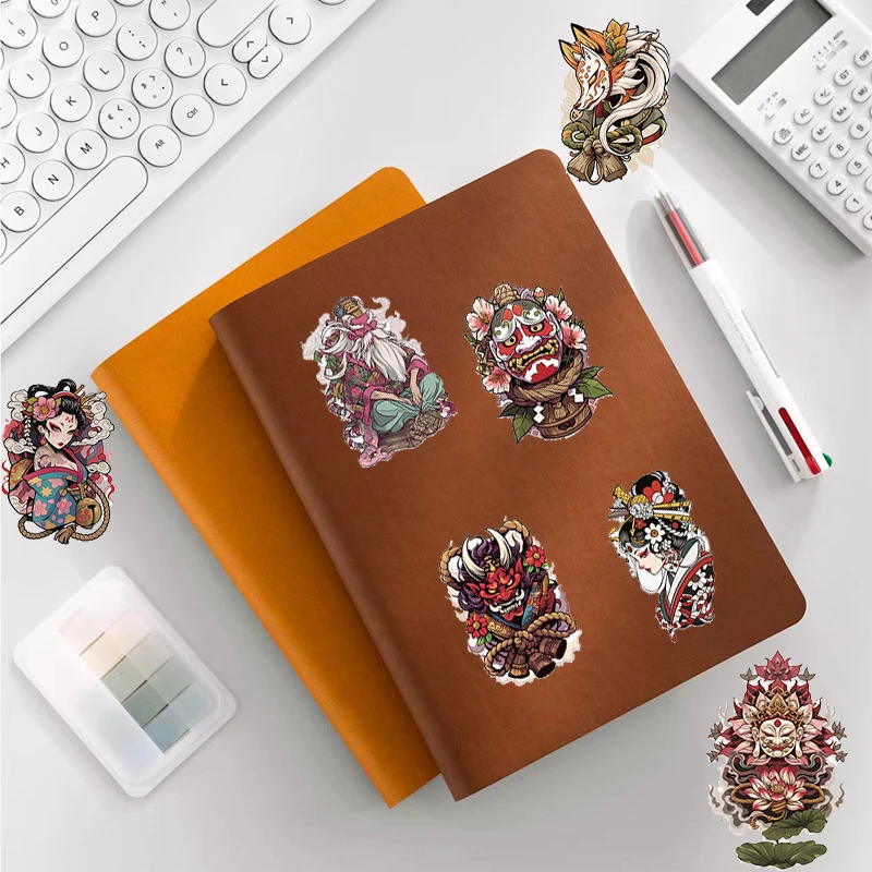 50PCS Transparent Japanese Tattoo Art Stickers Creative Girls Tattoo Retro Sticker for Scrapbooking Luggage Phone Guitar DIY Toy