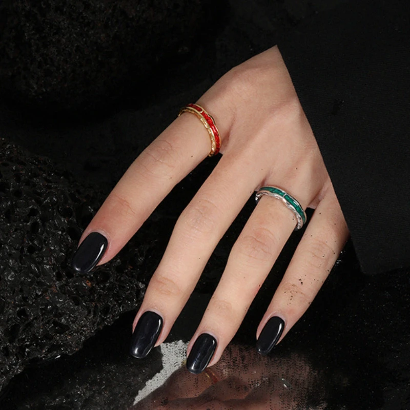 Concise S925 Sterling Silver Thin Ring Drip Glue Versatile Stacking Wearing Rings for Women Fashion Jewelry Sexys Party Gift 551